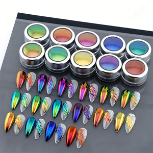 Poudre à ongles effet miroir magique caméléon optique, paillettes chromées irisées changeantes de couleur pour manucure, nail art, fournitures de salon - Product Image 2