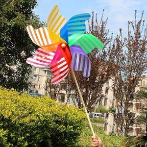 Große hölzerne Stange Windrad Szene Einstellung Dekoration Kunststoff Cartoon Super Windmühle für Kinder - Product Image 6