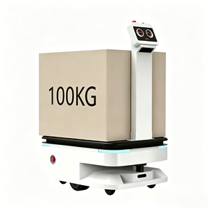 Robot de transport d'entrepôt haute précision, <span class=keywords><strong>AGV</strong></span> logistique, charge de 100 kg, navigation laser SLAM, recharge automatique et évitement d'obstacles - Product Image 1