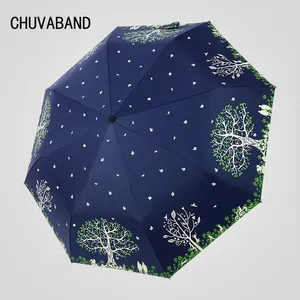 Chuvaband guarda-chuva dobrável para mulheres, guarda-chuva à prova de vento de alta qualidade para árvore do amor