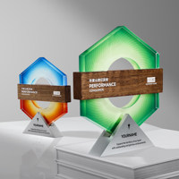 Nouveau Trophée en Métal et Cristal Personnalisable, Créatif, Haut de Gamme, avec Plaque d'Honneur en Bois Massif, Souvenir de Récompense pour Champion d'Équipe de Réunion Annuelle