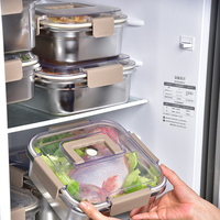 Boîte à lunch grande capacité en acier inoxydable 304 poignée anti-fuite conteneur de pique-nique de congélateur frais pour stockage de fruits Kimchi