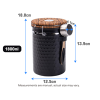 Boîte hermétique pour café noir 1800 ml en acier inoxydable avec indicateur de date, cuillère et couvercle à joint sous vide