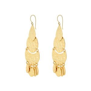 Pendientes de cascada dorados con textura martillada, estilo bohemio, joyería de moda llamativa para mujer - Product Image 1