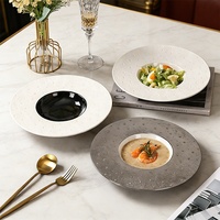 Assiette en céramique Nordic Eco-Friendly Mars Crater, service de vaisselle simple, assiette à dessert en porcelaine, assiette à soupe pour restaurant