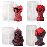 DUMO Halloween Nouveaux Moules Résine Silicone 3d Serpent Parfumé Plâtre Moule à Cire Diy Double Bougie Moule Silicone