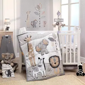 Lambs & Ivy Jungle Safari Nursery 6-Piece Baby Crib Bedding Set 100% cotton duvet cover quilt toddler sets