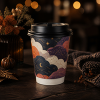 Gobelet en carton double paroi Trick or Treat, logo personnalisé imprimé, motif maïs sucré, isolation kraft ondulée, pour chocolat chaud, 16 oz, en gros
