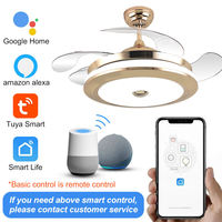 Ventilador de Techo con Aspas Invisibles y Luz, Ventilador de Techo Inteligente con Lámpara para Sala de Estar, Control por Voz Wifi Alexa