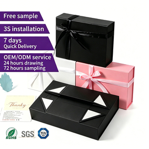Premium Eco-friendly Luxury Magnetic <b>Foldable</b> Gift <b>Box</b> Collapsible One-Piece Flip Top Packaging with Custom Logo - Product Image 1