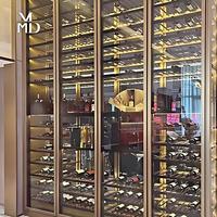 Mueble para Vino de Acero Inoxidable Personalizado, Mueble Exhibidor de Vino Dorado, Enfriador de Vino Comercial para Hotel, Restaurante, Bar, Villa