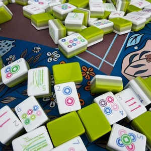 Luxury Portable 4 Layer Apple Green Color Acrylic American Mahjong Tiles Set Family <b>Entertainment</b> Game - Product Image 1