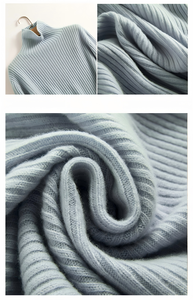 Pull en laine 100 % personnalisé OEM ODM pour femme, col roulé, coupe ajustée, sans couture, tricot côtelé, pour l'automne et l'hiver - Product Image 3