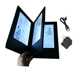 Tùy chỉnh PU Da điện tử danh Sách Rượu Vang Bar hộp đêm đặt hàng menu sạc LED ánh sáng menu LED Backlit - Product Image 1