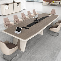 Grande table de réunion rectangulaire moderne pour réception et négociation, ensemble de table de conférence simple en bois laqué avec grande bande décorative
