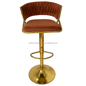 Silla de <span class=keywords><strong>Barra</strong></span> de Grado Comercial con Rango de Altura de 60-80 cm y Estructura Dorada para Restaurante, Bar y Sala de Maquillaje - Product Image 3