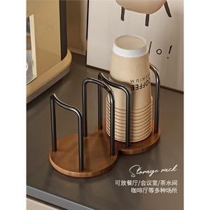 Dispensador de vasos desechables de madera de nogal de primera calidad, soporte redondo apilable para escritorio, para café, té, agua, vasos de papel, almacenamiento de bebidas - Product Image 3