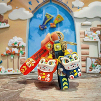 Totoro Lion Dance Maneki Neko porte-bonheur chat porte-clés mignon tigre pendentif caoutchouc dessin animé année Loong poupée sac pendentif Design Original