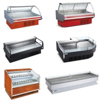 Vitrine Réfrigérée Commerciale à Double Couche en Acier Inoxydable avec Éclairage LED pour Viande Crue, Idéale pour Marché Frigorifique/Buffet/Hot Pot