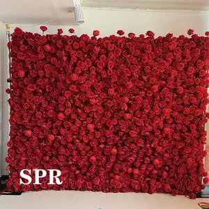 SPR 5D 스타일 고품질 붉은 꽃 벽 패널 웨딩 꽃 배경 보존 꽃 벽