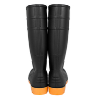 Bottes de sécurité anti-choc en PVC avec embout et plaque en acier, modèle 801 OEM, personnalisables, noires avec semelle jaune, pour travaux agricoles et de construction