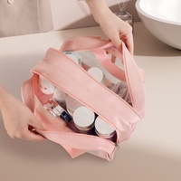 Nouveau femmes fermeture éclair clair sacs de maquillage Transparent salle de bain maille douche sac de lavage grand rose cosmétique toilette voyage pochette de rangement