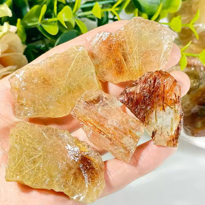 Sỉ buôn thạch anh vàng rutilated mới, chất lượng cao, đá thô tự nhiên, đánh bóng, tinh thể tóc vàng, chủ đề tình yêu - Product Image 2