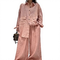 Ensemble 2 pièces décontracté en toile non tissée 100 % lin grande taille, chemisier et pantalon de loisirs, coupe régulière, imperméable, été