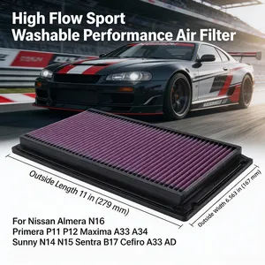 LMD <span class=keywords><strong>Almera</strong></span> P11 N16 Primera P12 Maxima ใหม่ A33แดด A34 N14 N15 SENTRA B17 CEFIRO รุ่นตัวกรองอากาศถ่ายเทสูงสำหรับเล่นกีฬา - Product Image 1