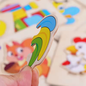 <span class=keywords><strong>Puzzle</strong></span> Montessori Mini 9 Pezzi per Bambini, Giocattoli in <span class=keywords><strong>Legno</strong></span> con <span class=keywords><strong>Animali</strong></span> Cartoon e Traffico, Tangram Educativo - Product Image 3