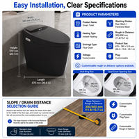 WC intelligent monobloc en céramique avec bidet intégré, couleur personnalisable, siphon en P carré, chasse automatique, siège chauffant, télécommande, OEM ODM