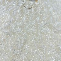 Tissu en maille brodé de style naturel avec paillettes, feuilles et branches, dentelle de tulle à sequins pour robe de mariée et robe de soirée