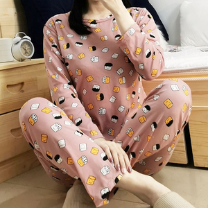 Dropshipping Sottile A Maniche Lunghe Pantaloni Lunghi <span class=keywords><strong>Donna</strong></span> Sveglio Del Modello Del Fumetto di Latte di Seta Dei <span class=keywords><strong>Pigiami</strong></span> - Product Image 1