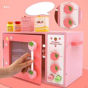 Jouets de coupe de cuisinière, jeu de rôle de Simulation de cuisine, four à pain en <span class=keywords><strong>bois</strong></span> rose, <span class=keywords><strong>jouet</strong></span> pour enfants, cadeau - Product Image 4