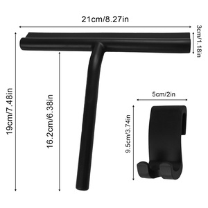 Raclette de douche en silicone noir avec crochet, <span class=keywords><strong>essuie</strong></span>-<span class=keywords><strong>glace</strong></span> pour vitres et outils de nettoyage pour sols/tables - Product Image 6