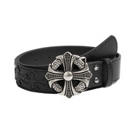 Ceintures de marque de style punk gothique, ceinture Y2K 1 1, ceinture classique pour homme avec boucle croisée en cuir PU noir pour homme et femme