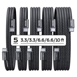 Cable LISEN Tipo C a Tipo C, 60W, Carga Rápida, Paquete de <span class=keywords><strong>5</strong></span>, para iPhone 17 Air 16 Plus 15 Pro, Samsung S25 Z <span class=keywords><strong>Flip</strong></span> 7, Cable de Datos USBC - Product Image 1