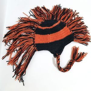 Vui Tay Làm Dệt Kim Giả Tóc Niềm Tự Hào Beanie La Mã Vương Miện Tua Màu Đỏ Crochet Cầu Vồng Sọc <span class=keywords><strong>Mohawk</strong></span> <span class=keywords><strong>Hat</strong></span> Cho Phụ Nữ - Product Image 5