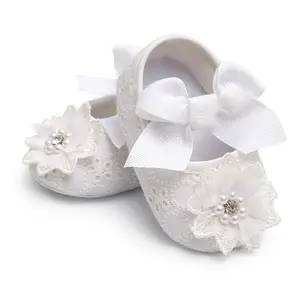 Мягкая кружевная винтажная дышащая Милая обувь в стиле "Лолита" с бантом для маленькой девочки на крестине
