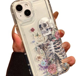 Nuova <span class=keywords><strong>Cover</strong></span> per <span class=keywords><strong>iPhone</strong></span> 17 16 15 14 Pro Max con Stampa Floreale Colorata a Margherita e Peonia, Design Scheletro Artistico, <span class=keywords><strong>Trasparente</strong></span> con Foro Grande, Collezione 2025 - Product Image 6