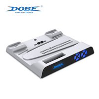 Station de charge et de refroidissement multifonctionnelle DOBE pour PS5/Slim/Pro avec ventilateur de refroidissement, support de charge double pour manettes et éclairage RGB