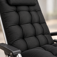 Chaise de plage pliante noire rembourrée avec table latérale et porte-gobelet, chaise longue d'extérieur zéro gravité