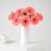 Bunga Daisy Buatan, Krisan Champagne, Gerbera Palsu, Bunga Sutra untuk Dekorasi Rumah & Pernikahan