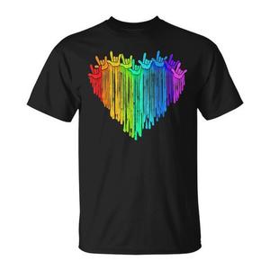 Camiseta LGBTQ Pride I Love You con Señal de Mano de Corazón Arcoíris ASL Aliado - Product Image 1