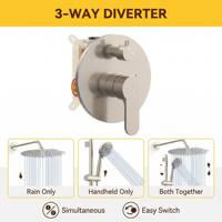 Ensemble de douche pluie au design moderne avec inverseur 3 voies et valve d'équilibrage de pression pour projets de suites hôtelières (vente en gros)