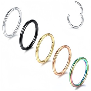 Boucles d'oreilles créoles ouvertes en alliage de titane G23, acier doré, noir, arc-en-ciel, or rose, bijoux de piercing géométriques tendance - Product Image 1