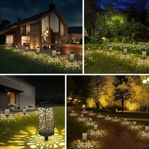 Lampadaire d'extérieur étanche IP65, projecteur <span class=keywords><strong>solaire</strong></span> LED blanc chaud pour pelouse, <span class=keywords><strong>lampe</strong></span> de jardin carrée creuse - Product Image 2