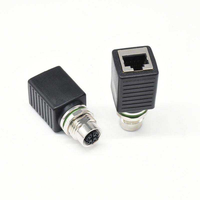 Connecteurs Ethernet M12 RJ45 8 broches de type X Code, femelles et mâles, droits et coudés, adaptateurs pour caméras industrielles, alimentation, étanches IP67