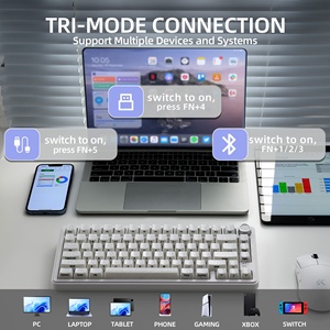 <span class=keywords><strong>Clavier</strong></span> de jeu mécanique XVX M75 Lumina Topographic White (keycap IMD) Tri-mode 75% avec rétroéclairage RVB et motif cœur blanc - Product Image 2