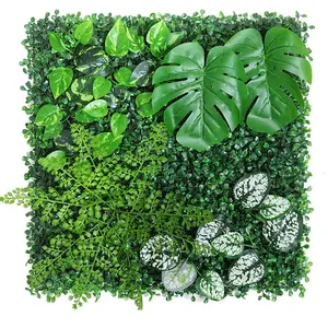 핫 세일 인기있는 여러 스타일 인공 식물 꽃 50*50cm 잔디 벽 패널 정원 홈 벽 장식